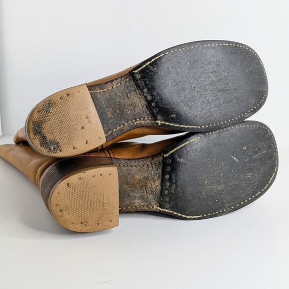 Vtg Frye Campus Black Label 70s Tall Leather Boots 8.5 B Knee High - Picture 11 of 16